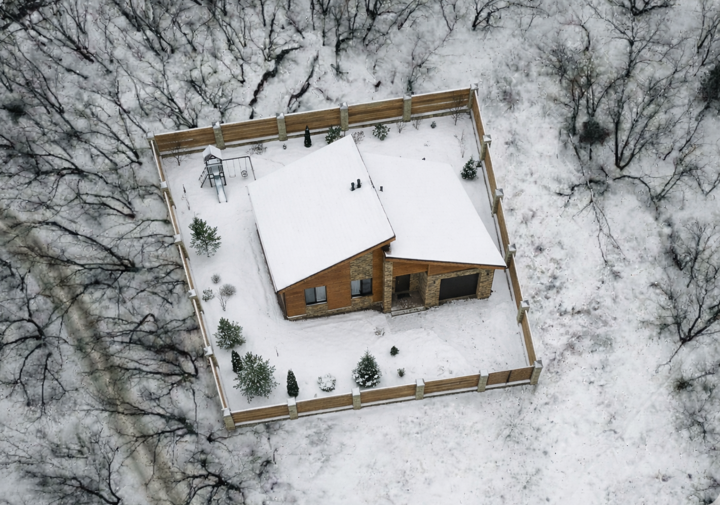 Ta sama nieruchomość zimą po wizualnym odświeżeniu.